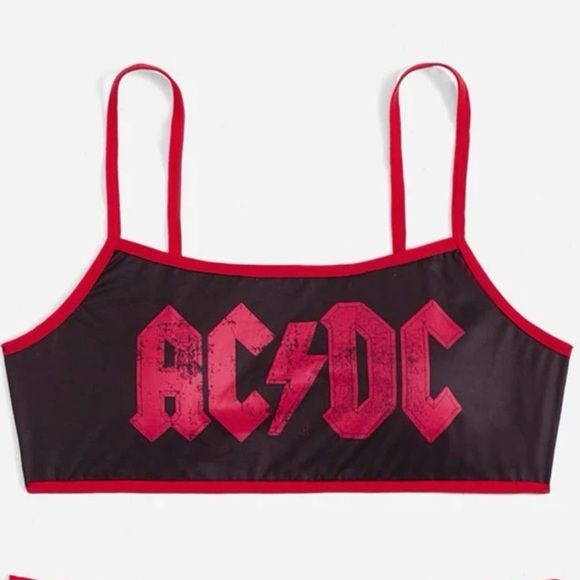 ROMWE | Intimates & Sleepwear | Sexy Black And Red Retro Acdc Letter ...